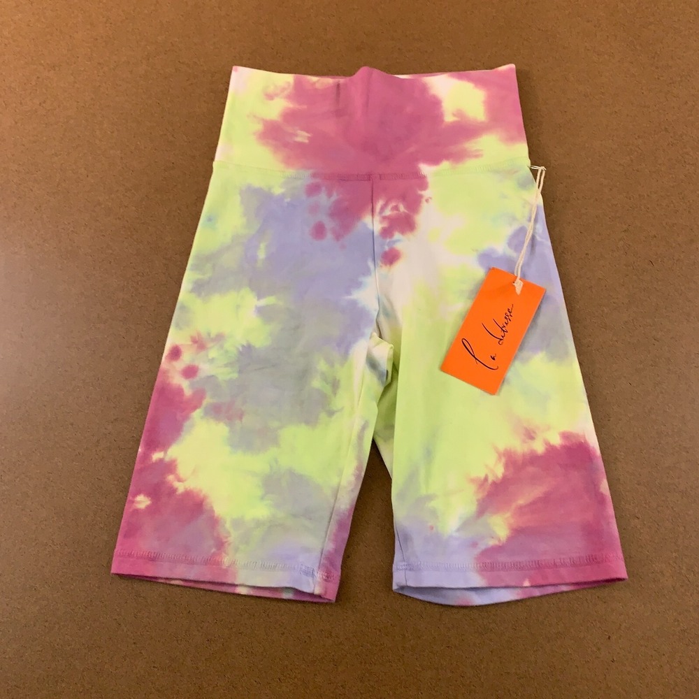 La Detresse Women's Size Small Multicolor Tie-Dye High-Waist Bike Shorts NWT